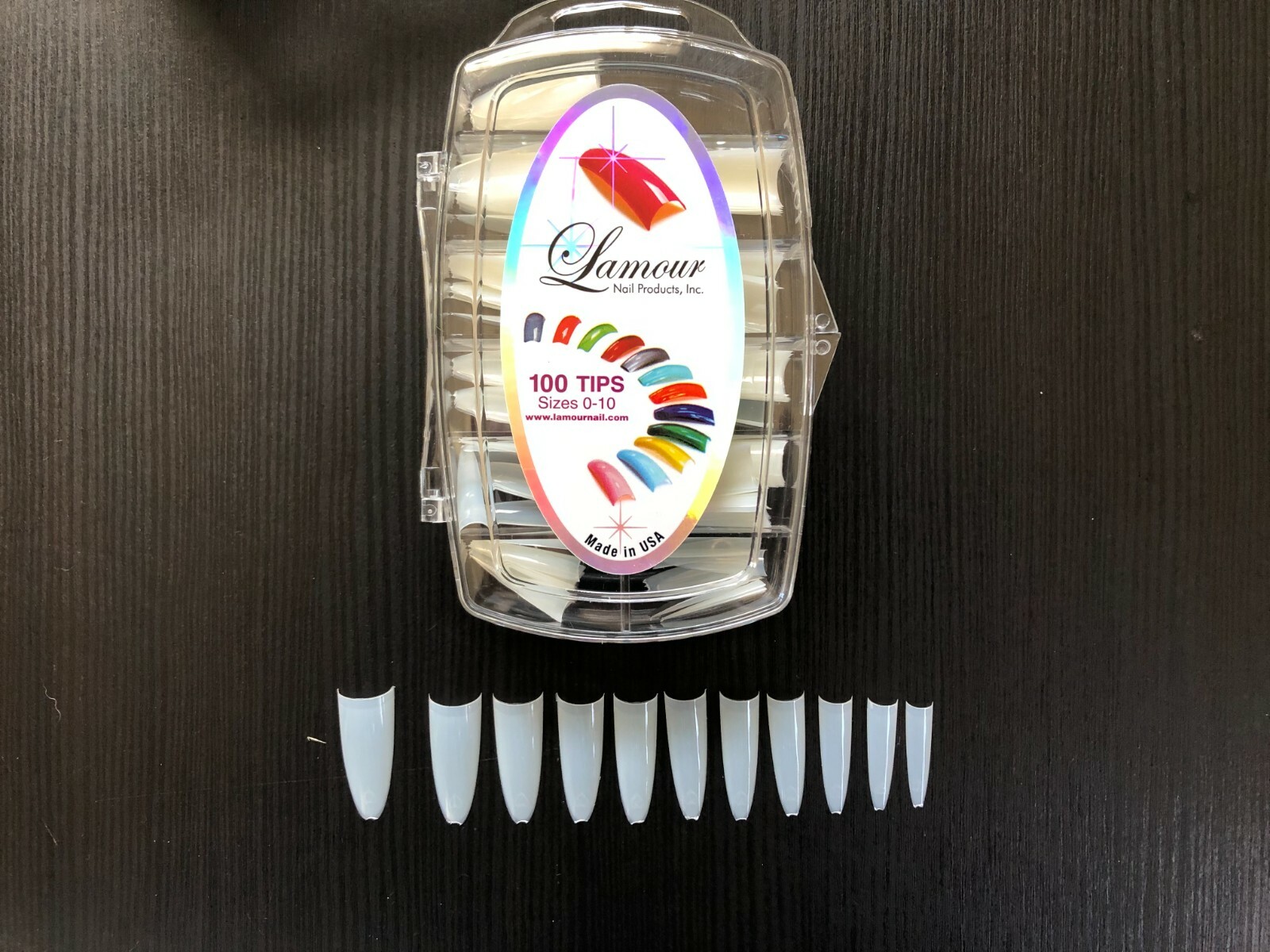 Lamour Vector Shape – Curve Half Moon Natural Nail Tips – Box 100 tips USA