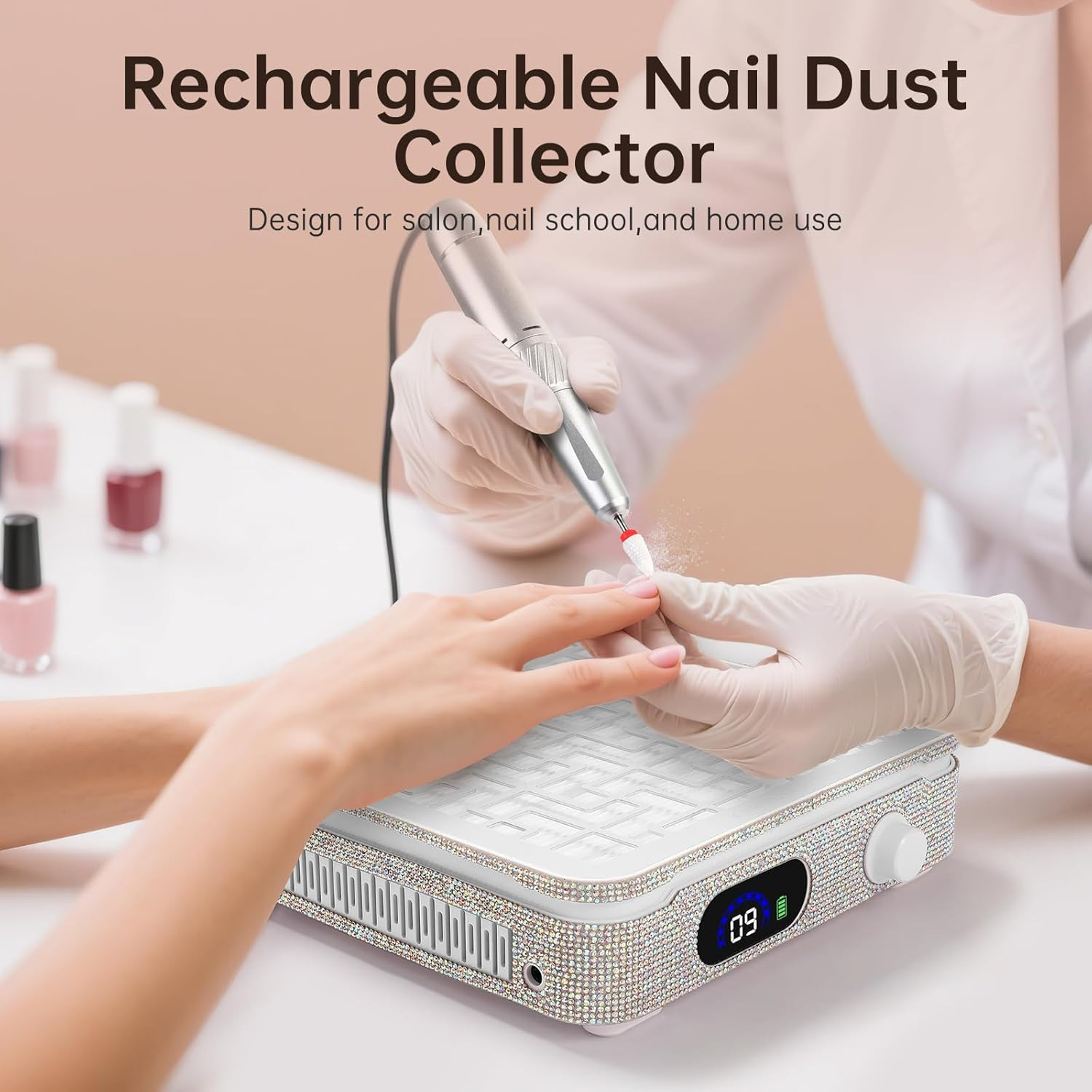 Nail Dust Collector, Cordless 1000PA Dust Collector Nail Tech | Professional Rec