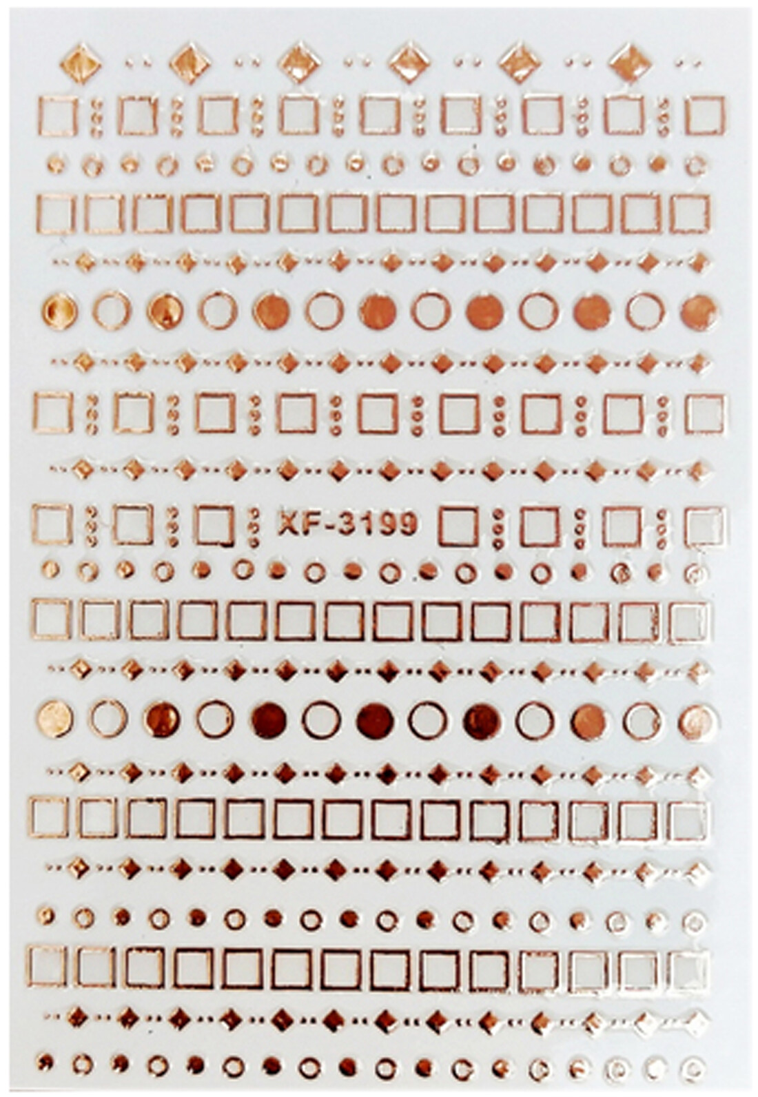 Nail Art 3D Decal Stickers circle square point rhombus chain XF3199