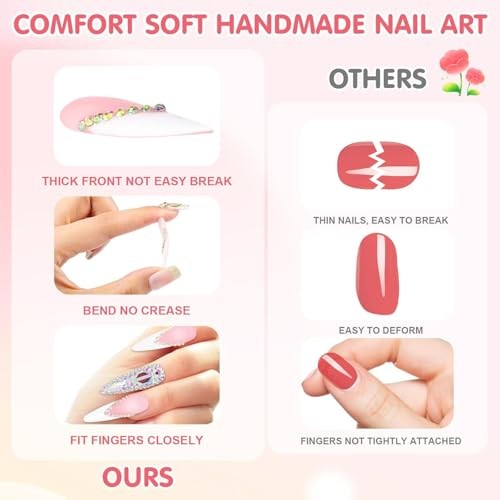 Handmade Cat Eye Press On Nails Longtiletto 10Pcs Reusable Pre Designed S 058