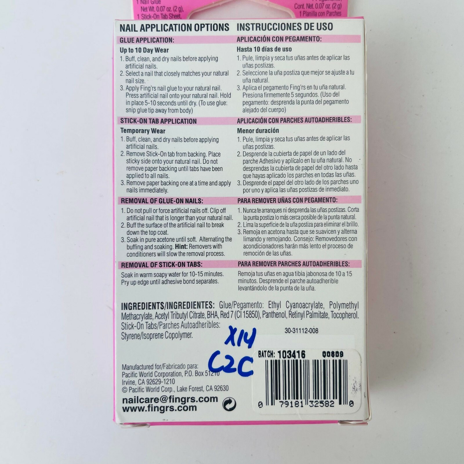 Set of 2 Fing’rs Edge Fashion Nails Includes Glue & Stick-On Tabs 24 Nails-32582
