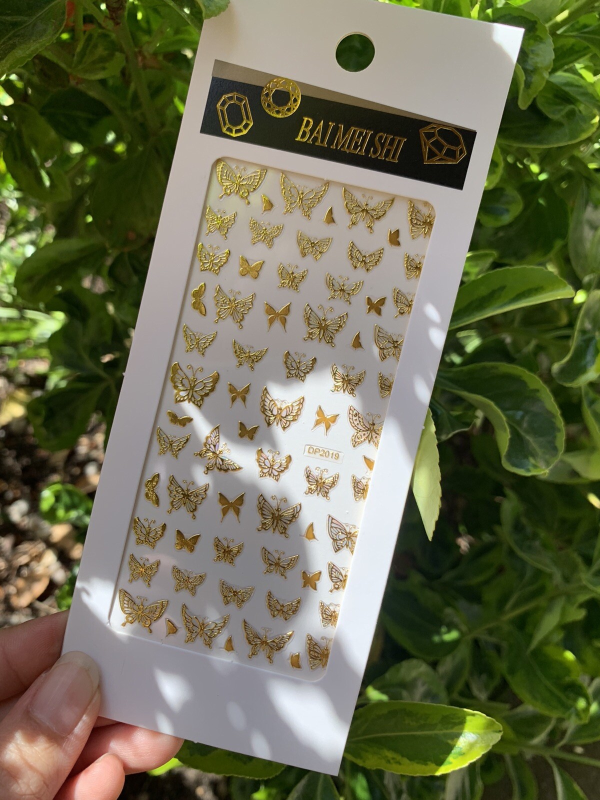 8 Sheets/Set Nail Art Sticker 3D Butterfly Gold Nail Decals Multiple Sizes
