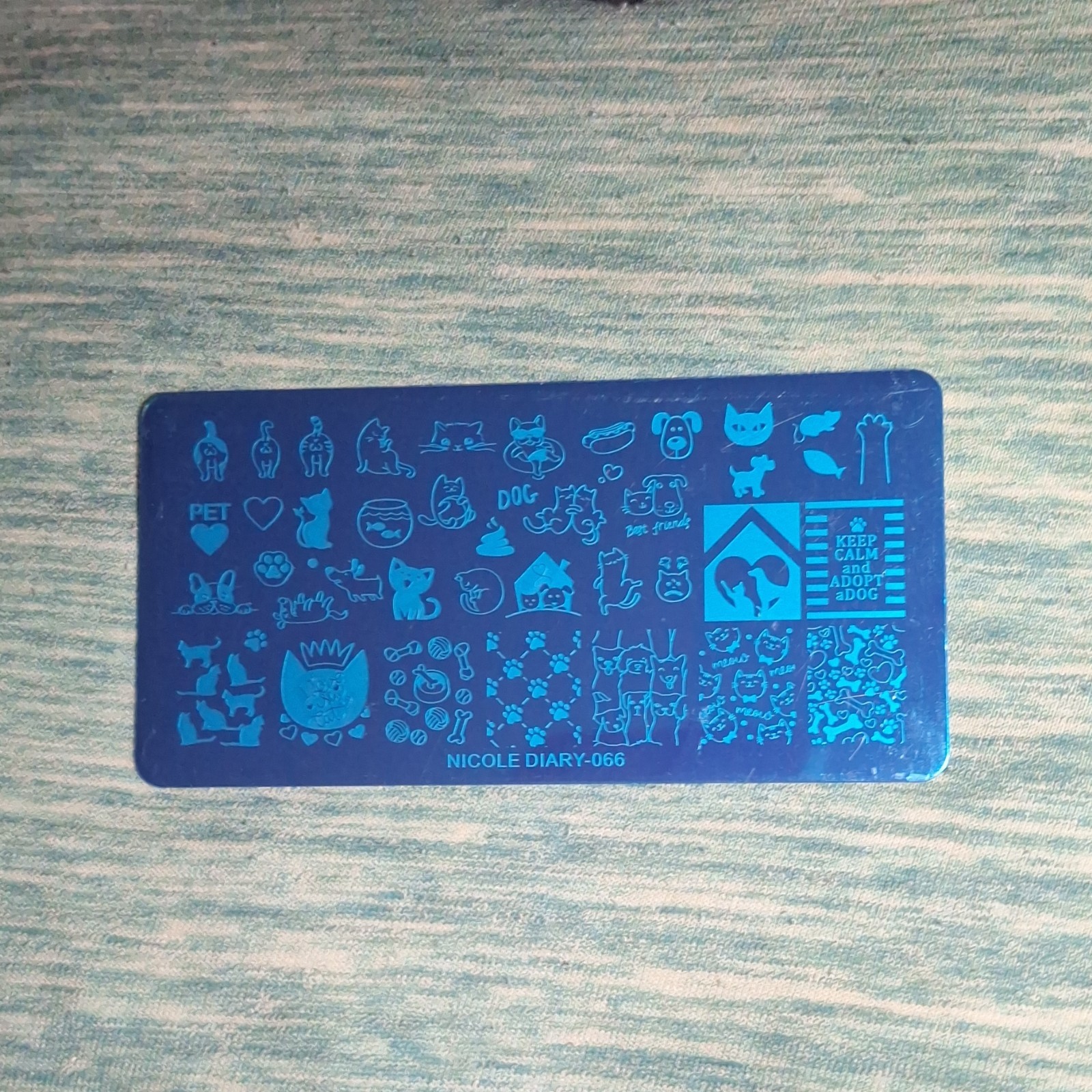 Nicole Diary Nail Art Stamping Plate Blue Metal Animal 066
