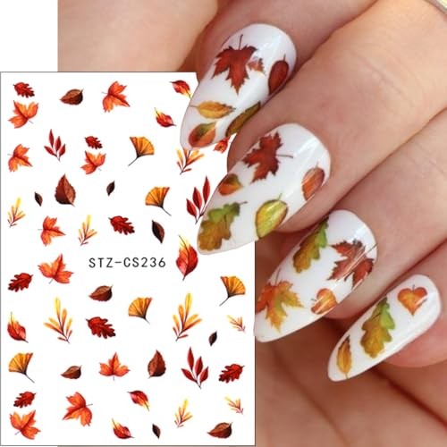 6 Sheets Fall Nail Art Stickers Thanksgiving Day Nails Fall Stickers Style 6