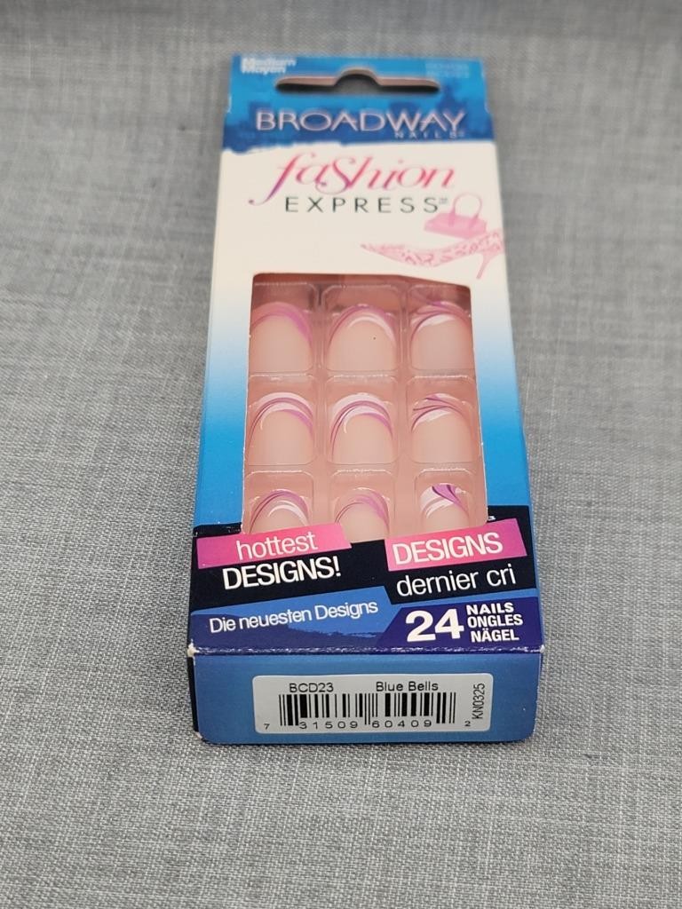 Kiss Broadway Fashion Express 24 Nails Medium Purple Pink White French Manicure