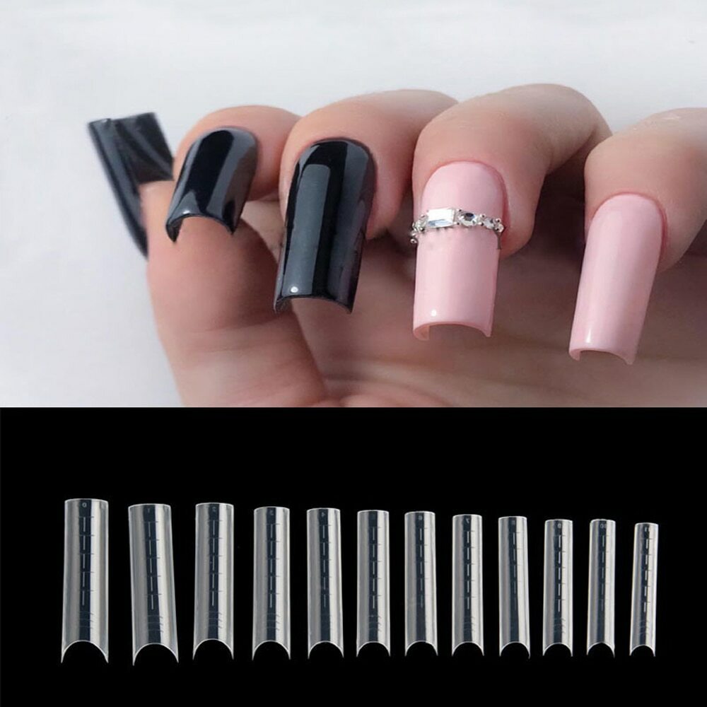 120un French Almond Dual Fake Nail Form Poly Gel System Acrylic DIY UV Art Mold