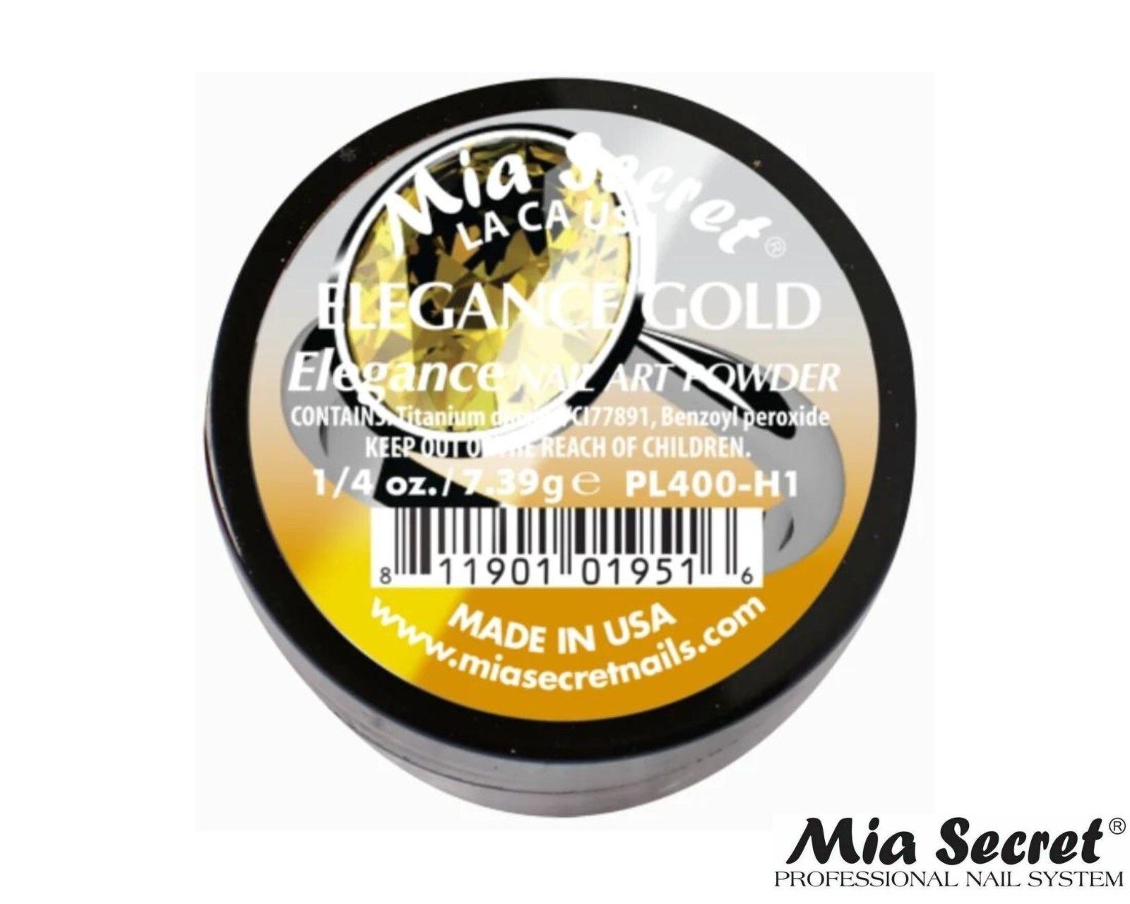 MIA SECRET Nail Art Powder 1/4oz- Elegance Gold (ELEGANCE COLLECTION)