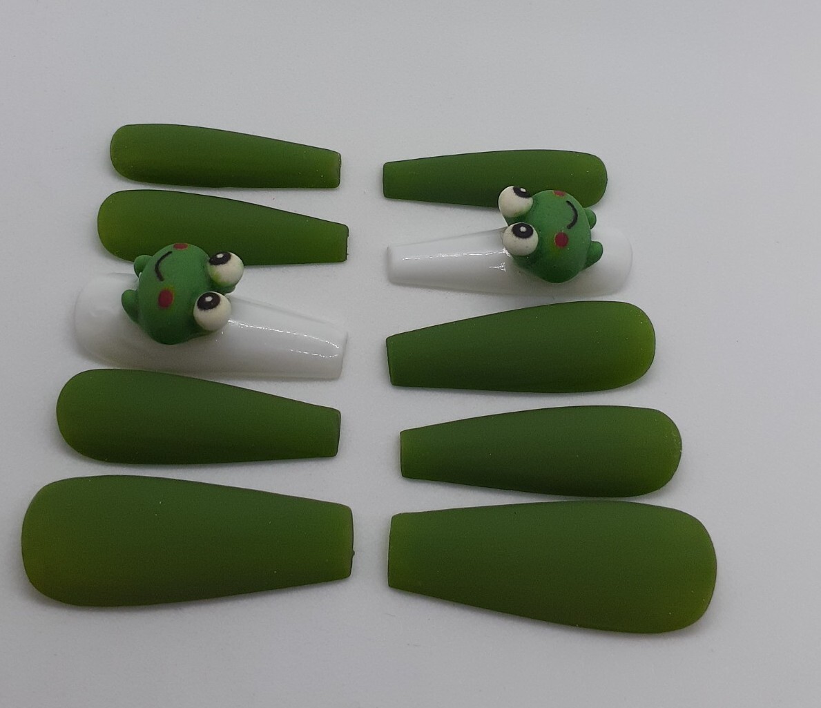 Kawaii Cute Cartoon Nails Green Frog Animal Nails Animal Wedding Nails-sale