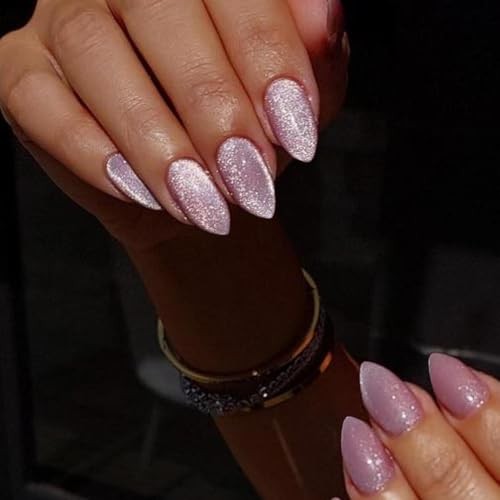 Press On Nails Short – Pastel Light Purple Press On Nails Almond cateye lilac