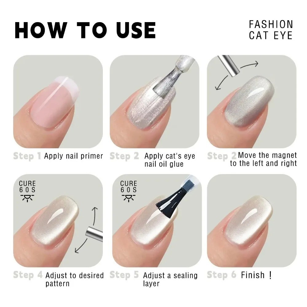 2PCS Nail Art Magnetic Pen 3D Cat Eye Dual End Magnet Wand Manicure Tool