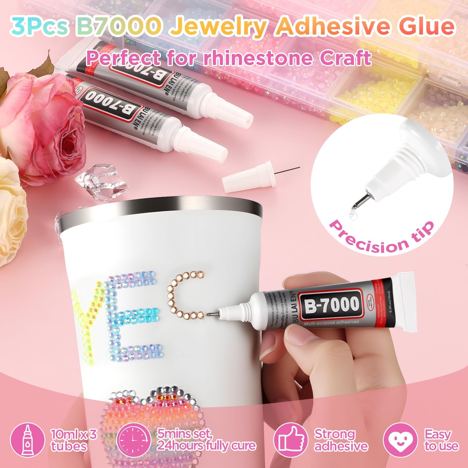 Zefy 40 Colors Resin Jelly Rhinestones for Bedazzling, 5mm 10000 Pcs Flatback…