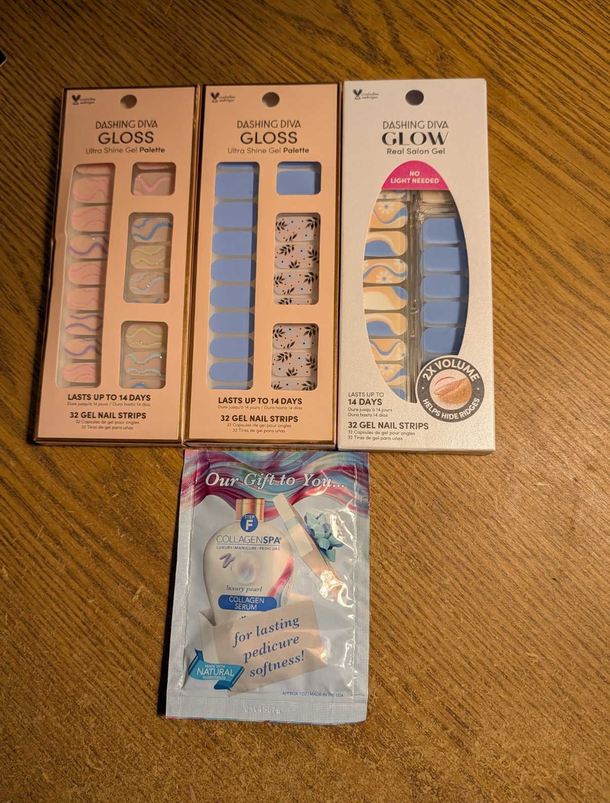 Dashing Diva Gel Nail Strip Set 3-Pack Glitter Floral Blue Pink Beige No UV
