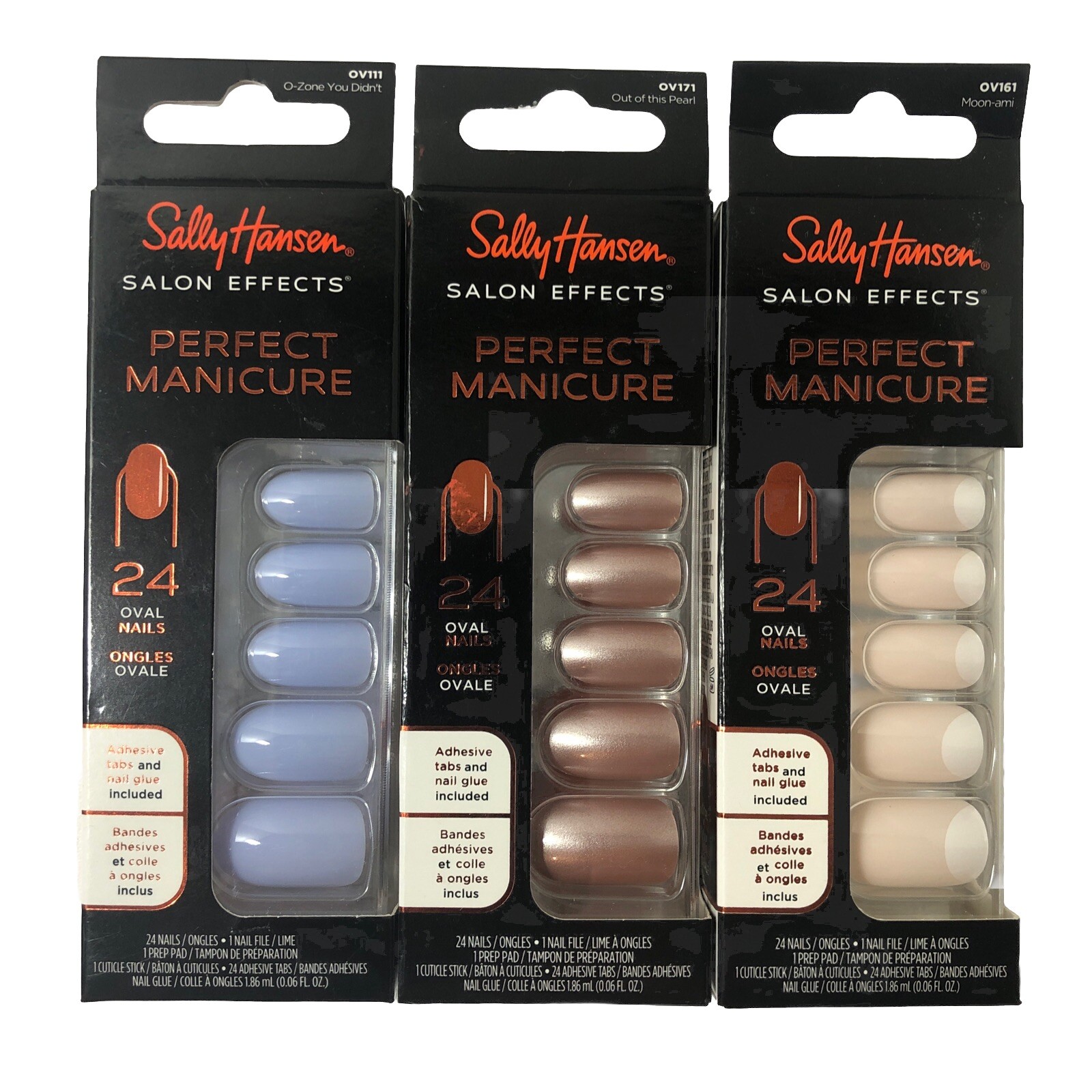 Sally Hansen Salon Effects Perfect Manicure Oval Nails Lot of 3