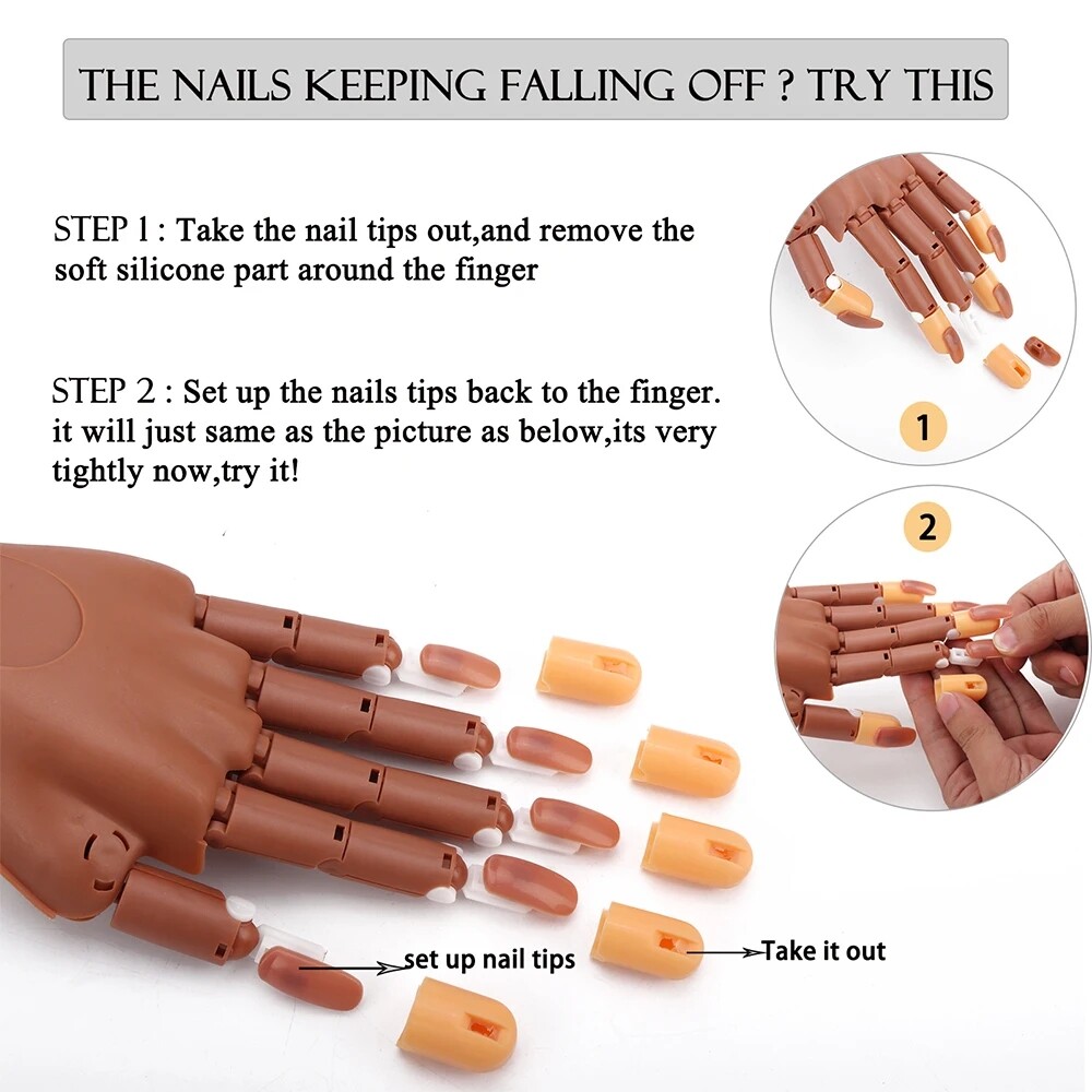 nail tip Professional Flexible Plastic Practice nail training hand with Manicure