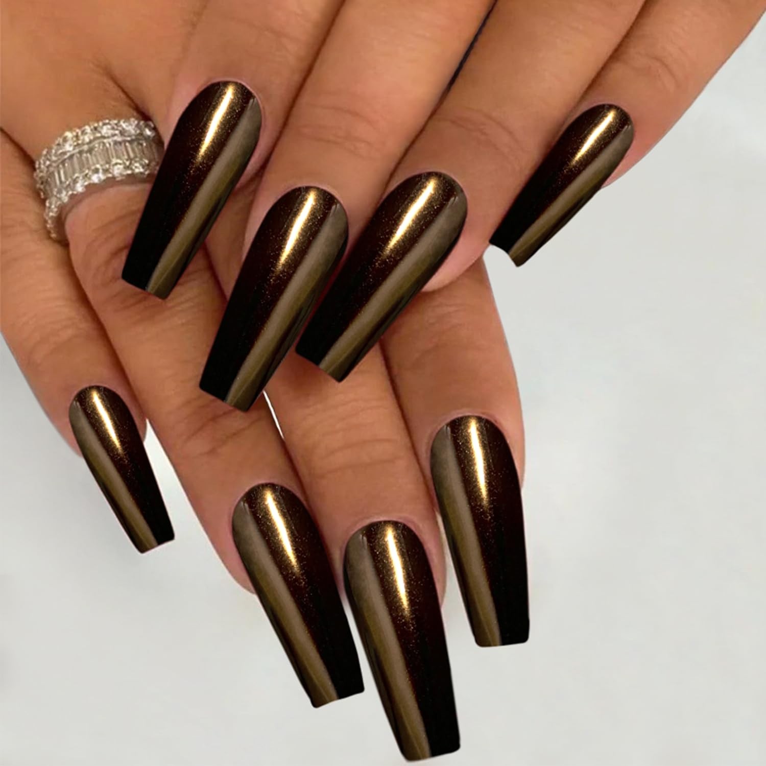 Chocolate Brown Chrome Nail Powder Holographic Metallic Mirror Effect Coffee …