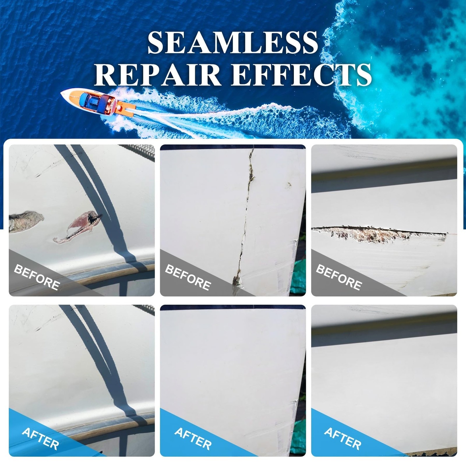 Fiberglass Repair Kit, 100ml White Gel Coat Repair Kit for Boats, Marine Fibe…