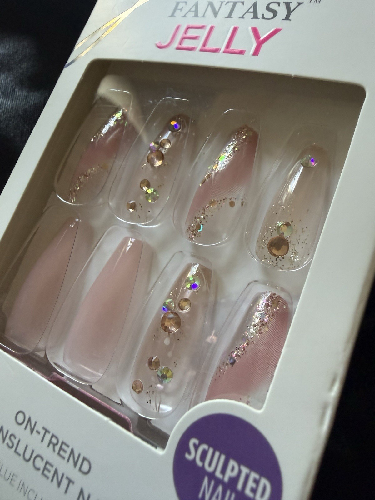 Kiss Press On Nails, Salon Quality Pink Gel Fantasy Jelly~Includes Free Gifts💝
