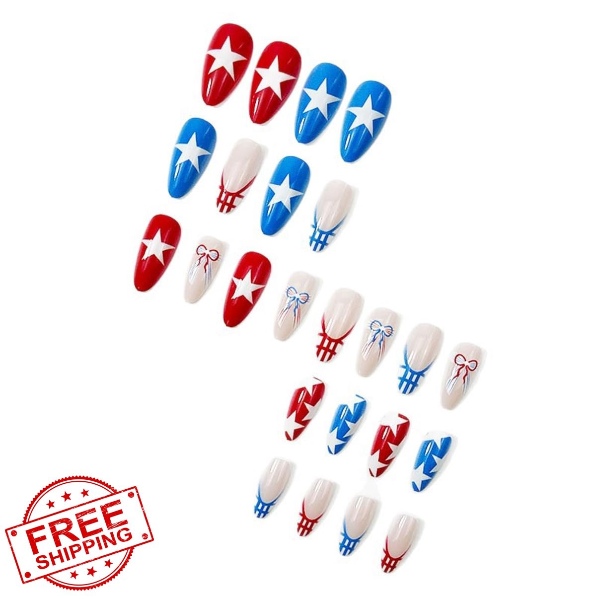 ZOAZJINAZ 4th July press on nails patriotic