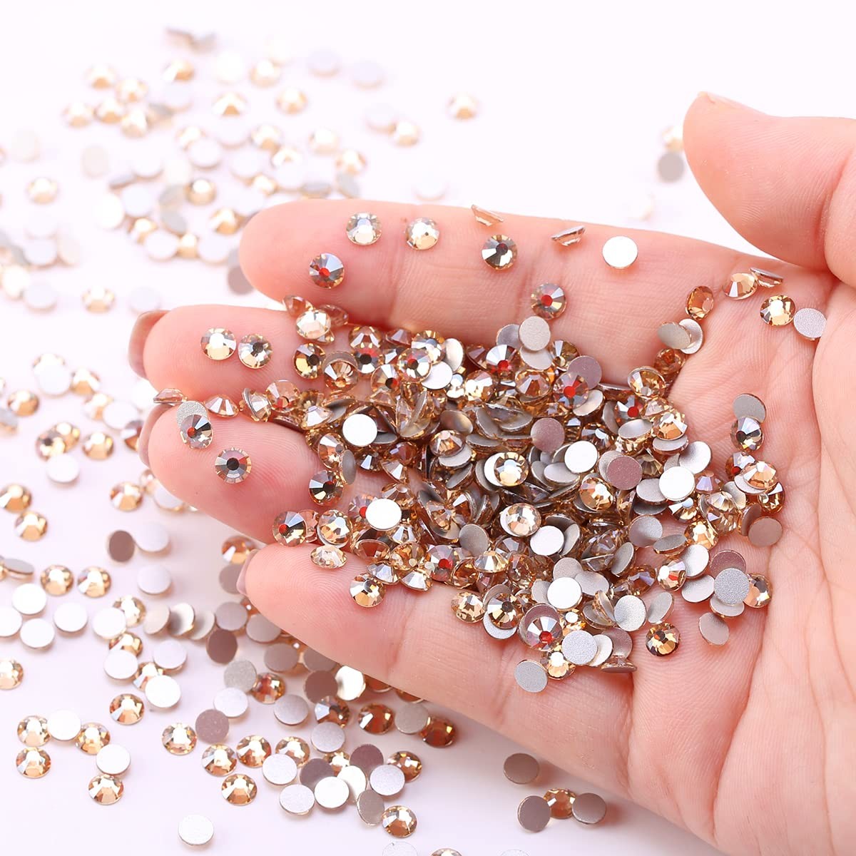 Gold Champagne Non Hotfix Crystal Rhinestones Flatback Gems Nail Art Decoration