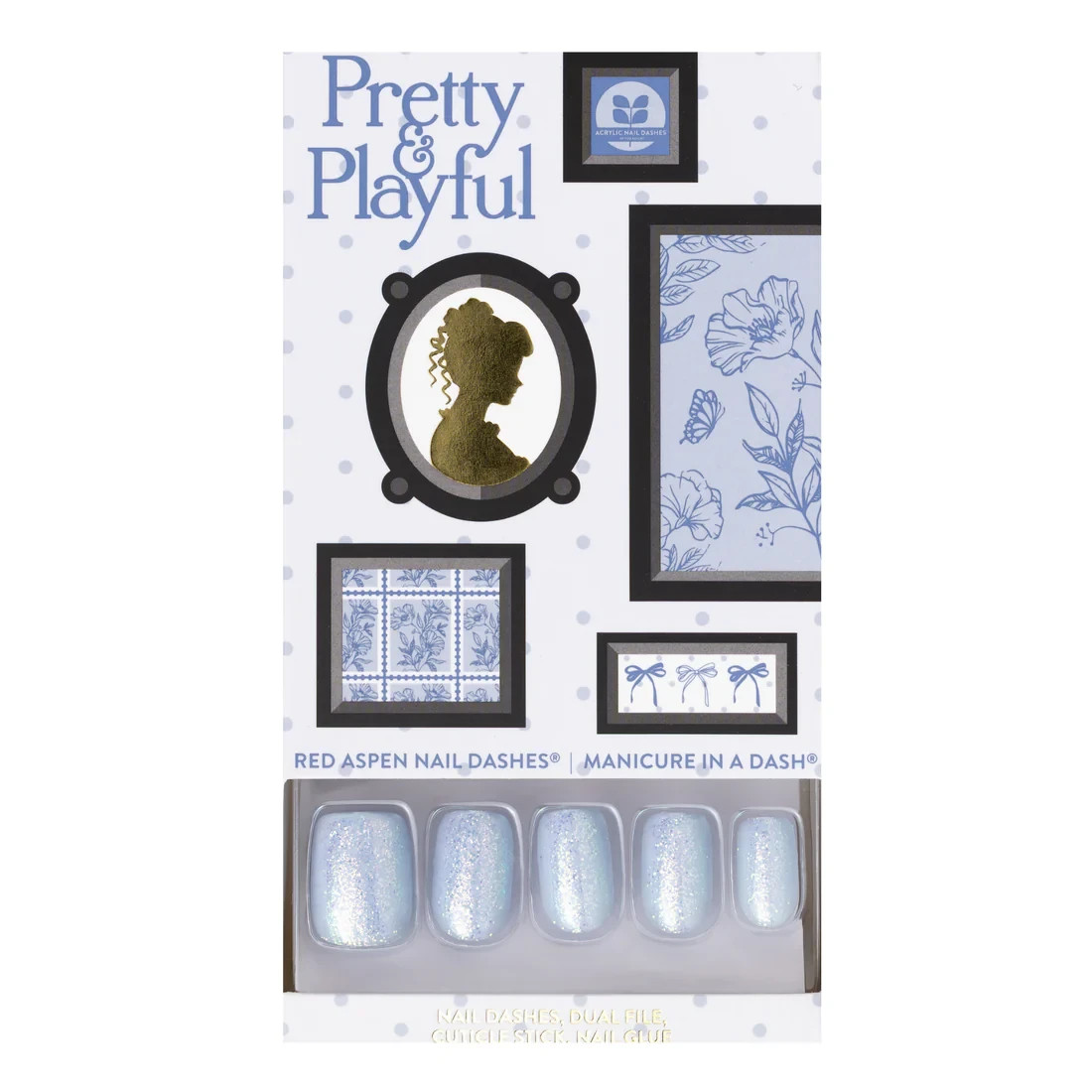 Red Aspen Press On Nails-Pretty & Peaceful, Paola-Acrylic-Short Squoval Blue