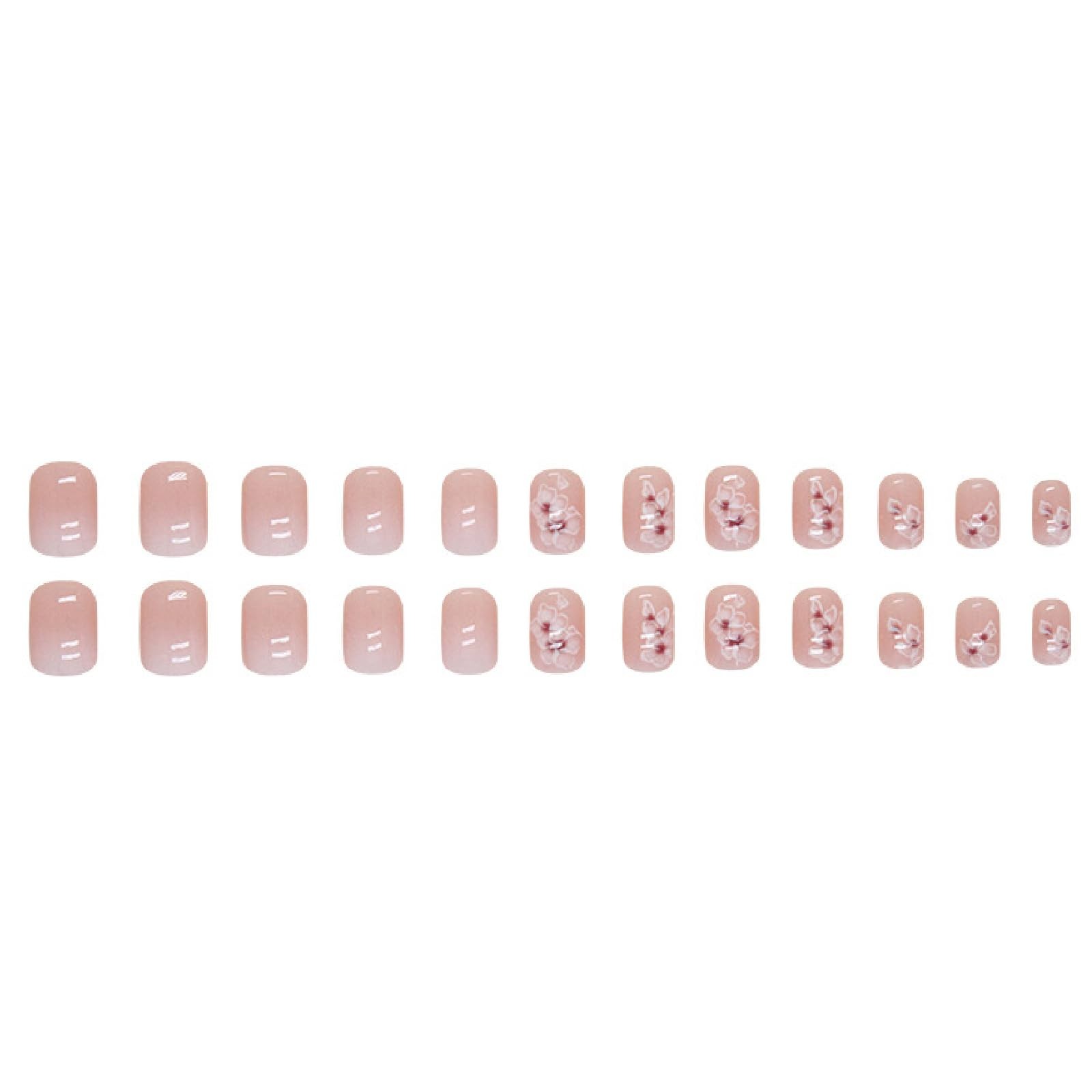 24Pcs Floral Press on Nails Short Square Fake Nails with Flower Full Cover Gr…