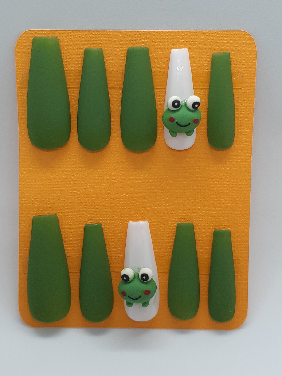 Kawaii Cute Cartoon Nails Green Frog Animal Nails Animal Wedding Nails-sale