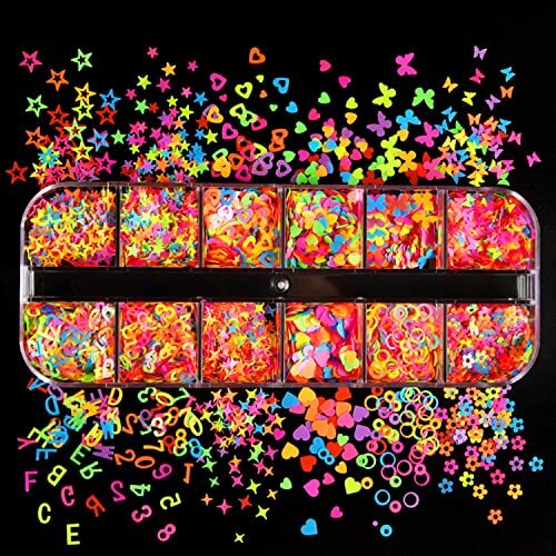 Fluorescent Glitter Nail Art Sequins, Holographic 3D Fluorescent Flakes
