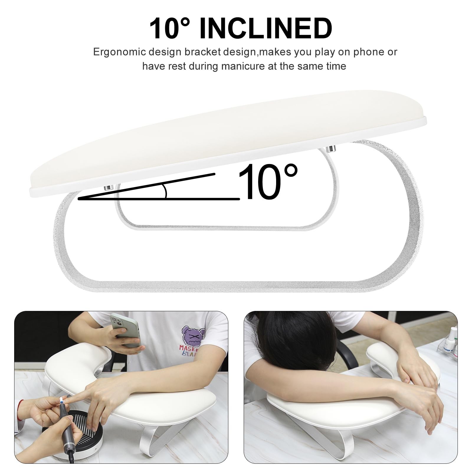 U Shaped Arm Rest for Nails Tech,Cleanable Leather Manicure Nail Hand Rest St…