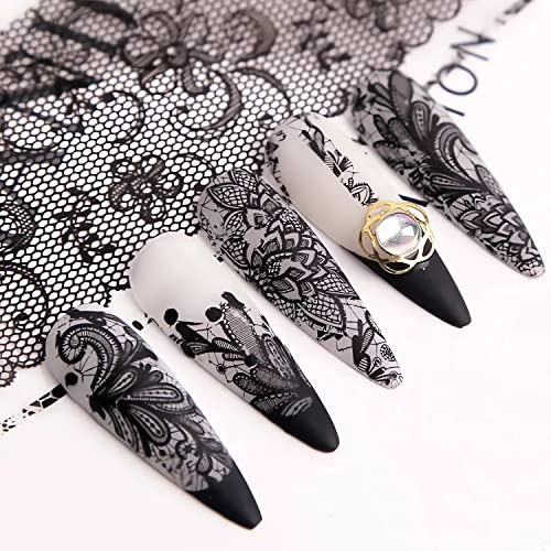 Lace Nail Foil Transfer Stickers Black Lace Nail Foils Decals Nail Art