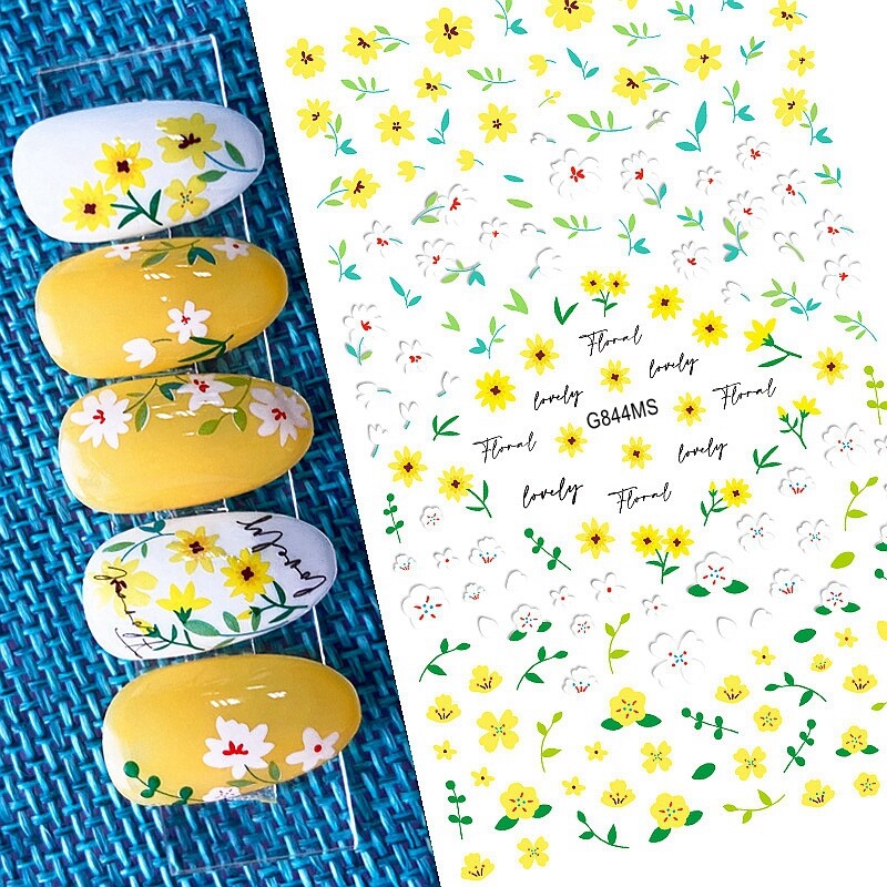 Flower Branch Leaf Nail Sticker Rabbit Bird Swallow Rose Geometric Figure Line