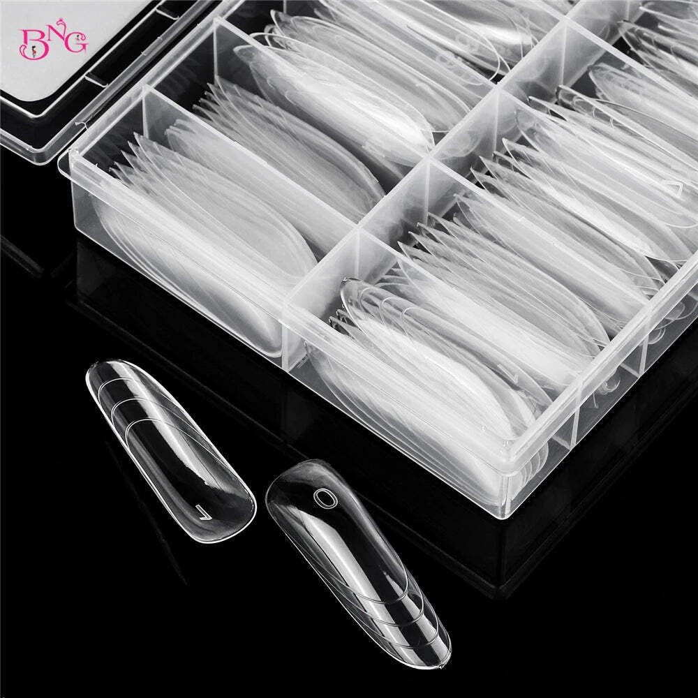 BNG New 70/140Pcs Clear Nail Dual Form Poly Extension Gel Molds Reusable Acrylic