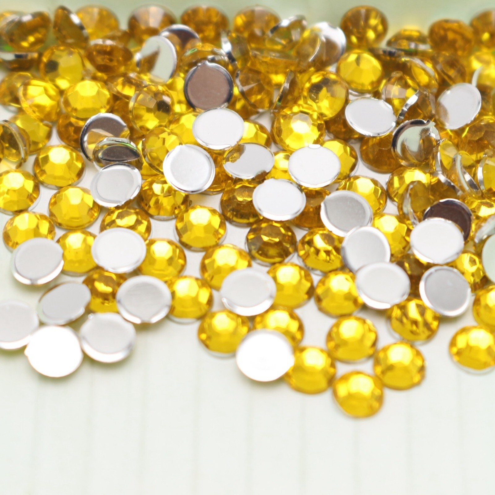 2000 Gold Crystal Acrylic Round Faceted Flatback Rhinestone Gem 4mm SS16 Nail