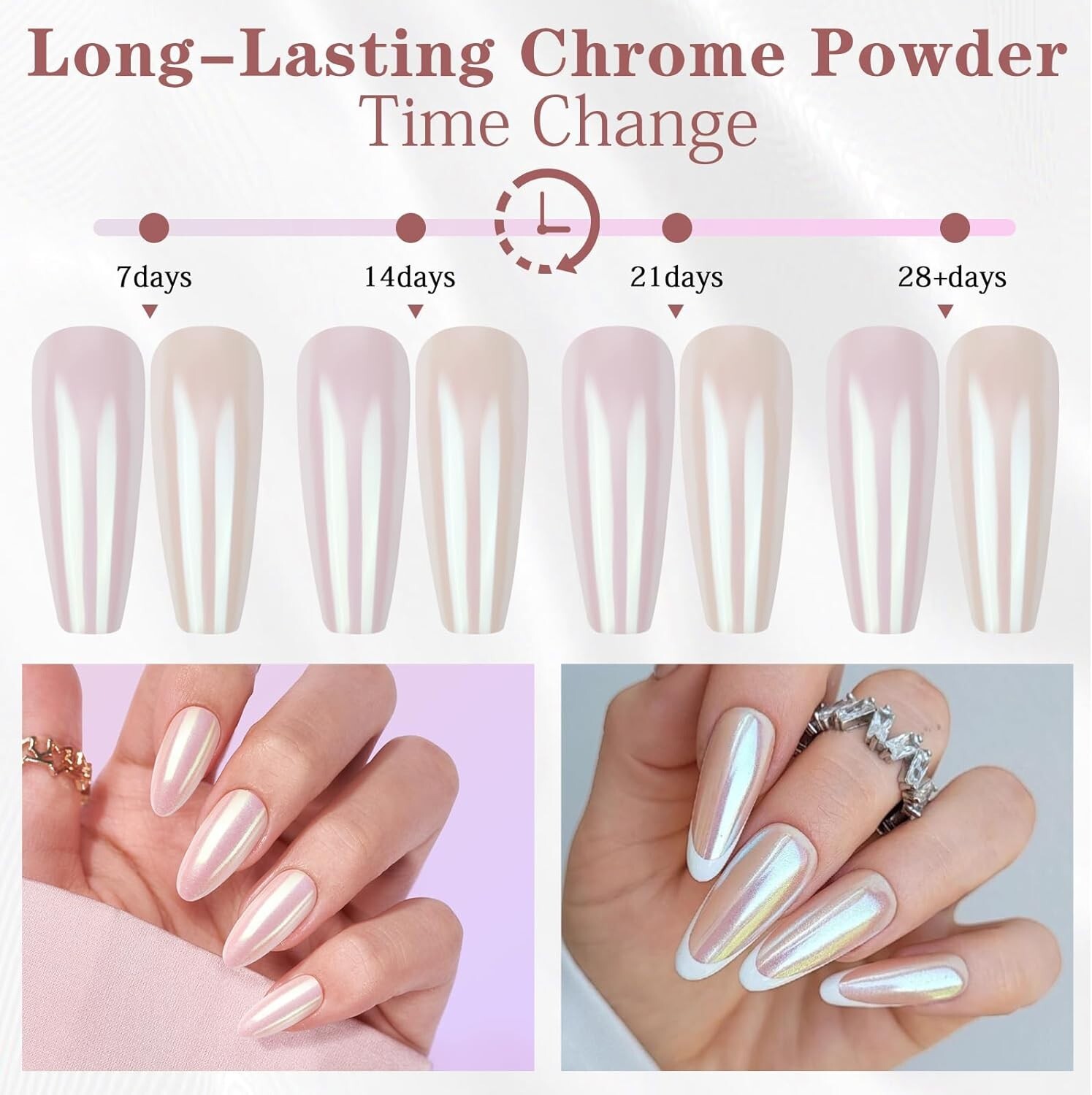 Iridescent Aurora Mermaid Chrome Nail Powder – 6 Color Set with Super Pearl E…
