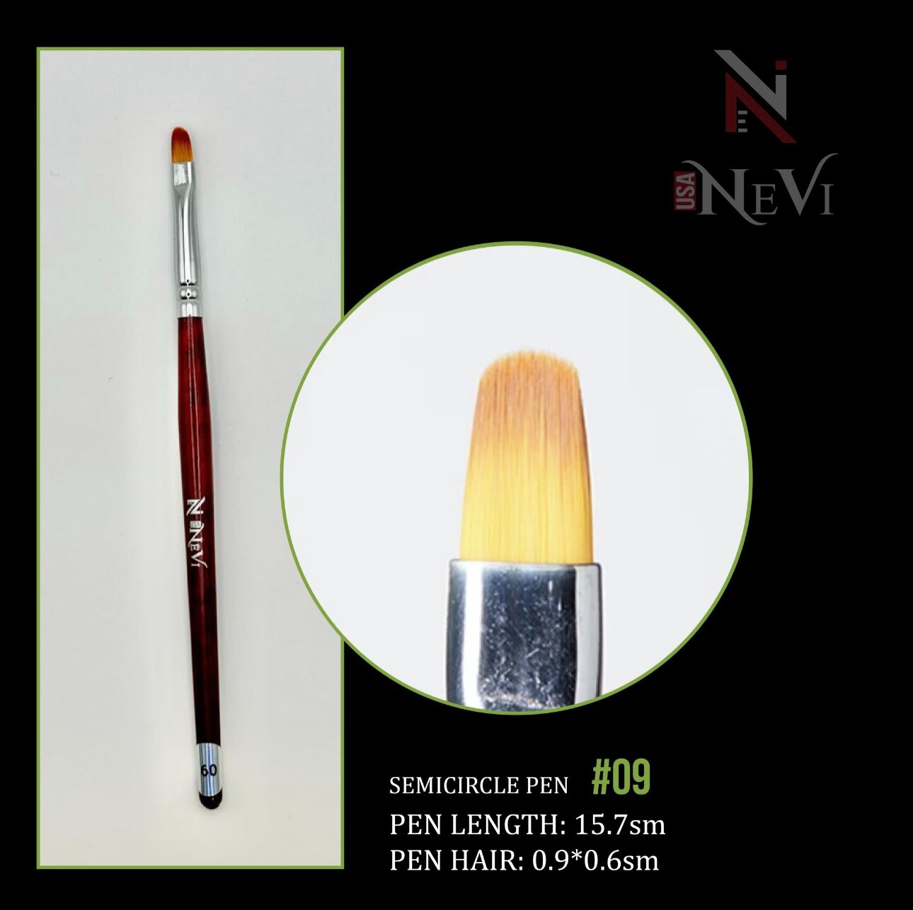 3pcs Nail Art Brushes Set NeVi USA SEMICIRCLE PEN – 3pcs Nail Art #9