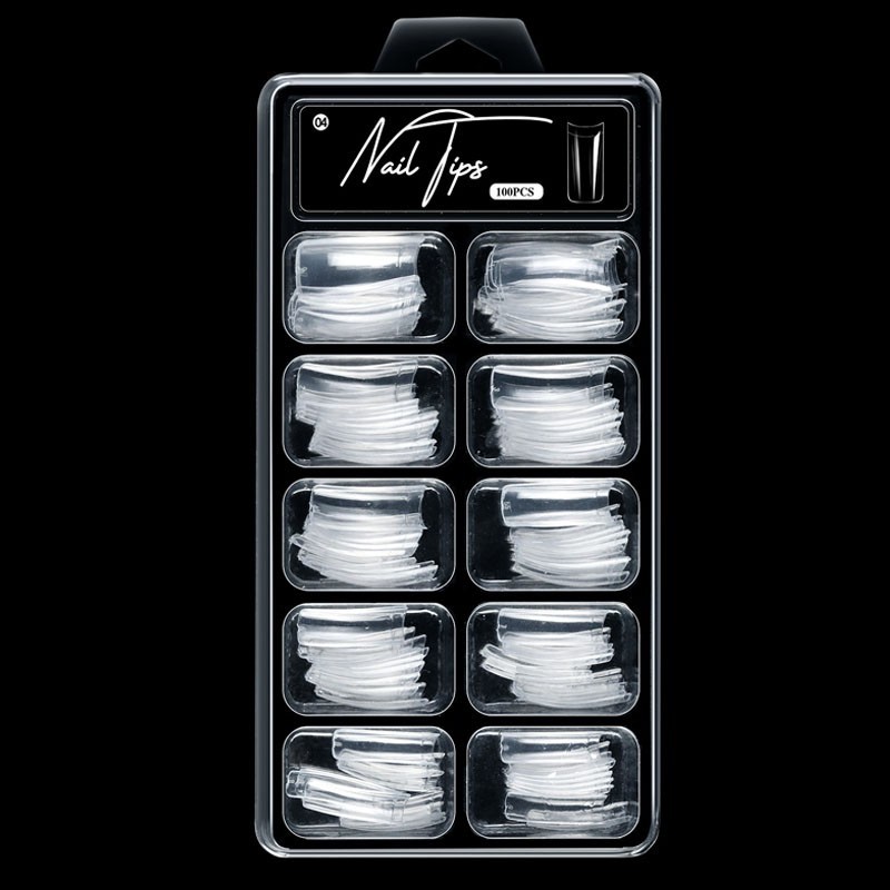 100pcs Clear Square Shape Acrylic Nail Art Tips Half Cover French Finger Tips