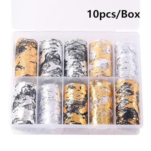 10 Sheets Gold Silver Foil Nail Art Holographic Aluminum Silvery Golden&black