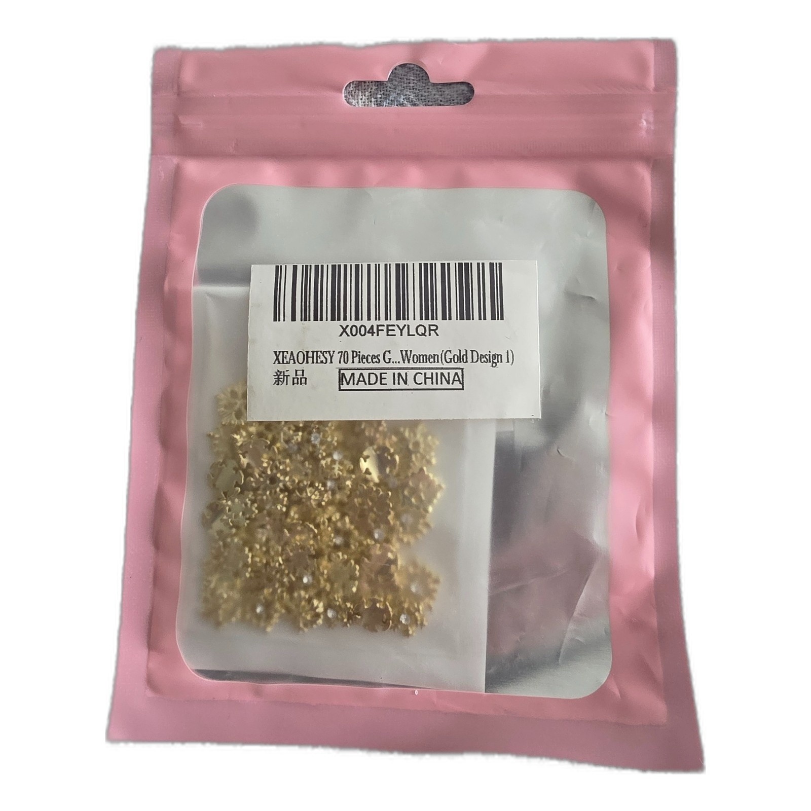 XEAOHESY Nail Art Charms Rhinestones Manicure Decor Gold Design DIY 70 Pcs