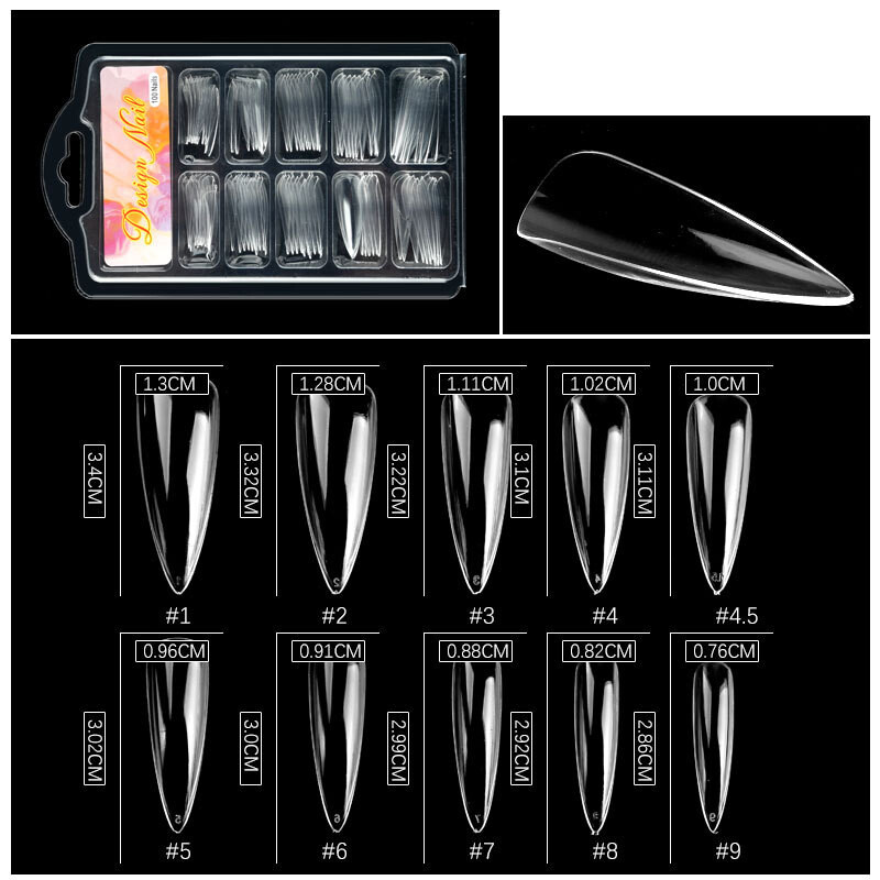 100 Pcs T Shaped / Water Drop Long Fake Nails Acrylic Artificial False Nail Tips