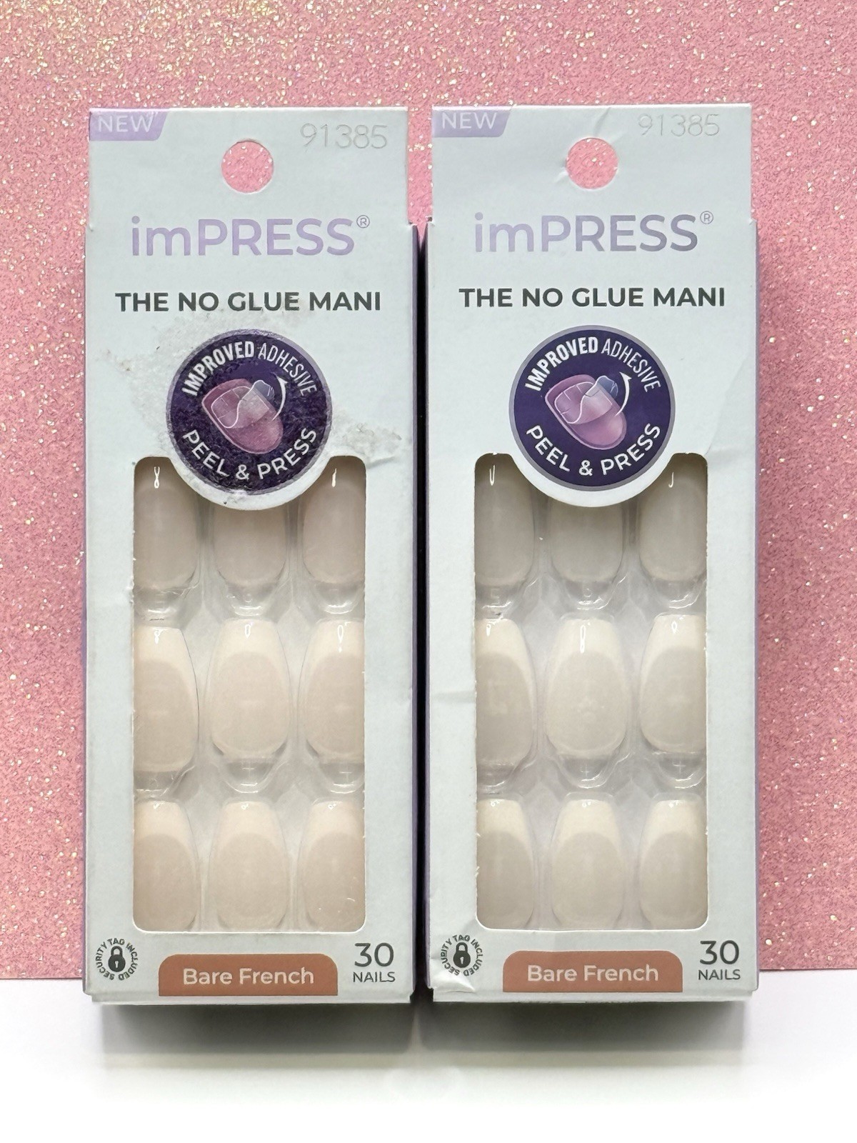 Kiss imPRESS Bare French No Glue Press-On Nails Medium 91385 Genuine (Lot Of 2)