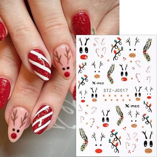 6 Sheets Christmas Nail Stickers for Nail Art 3D Self-Adhesive Xmas Bow Hp-6