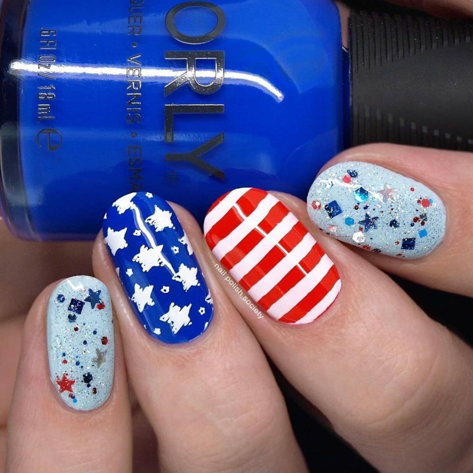 B043 Stars and Stripes Stamping Plate For Stamped Nail Art Design