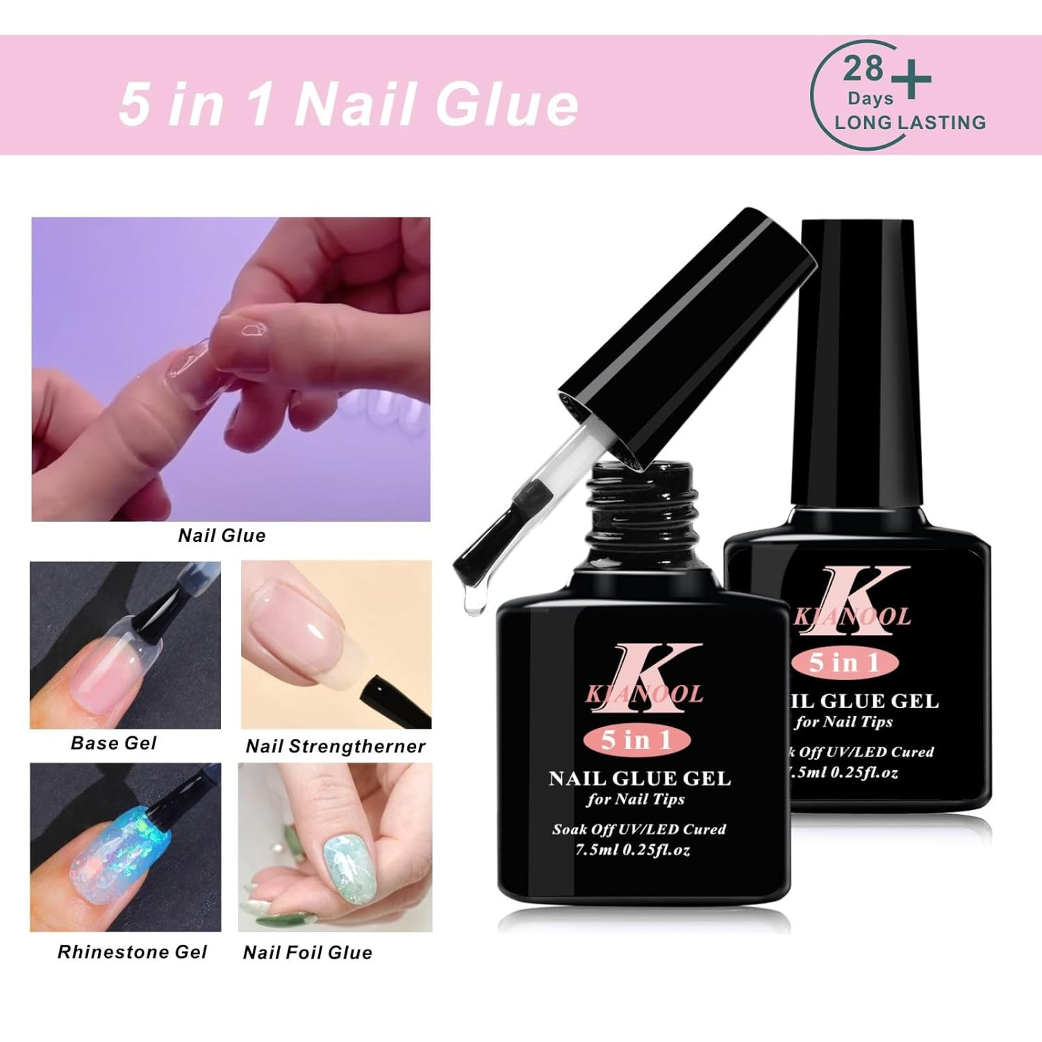 Gel X Nail Kit Almond, 552Pc Short Nail Tips with U V Lamp, 5 in 1 UV Glue | Pre
