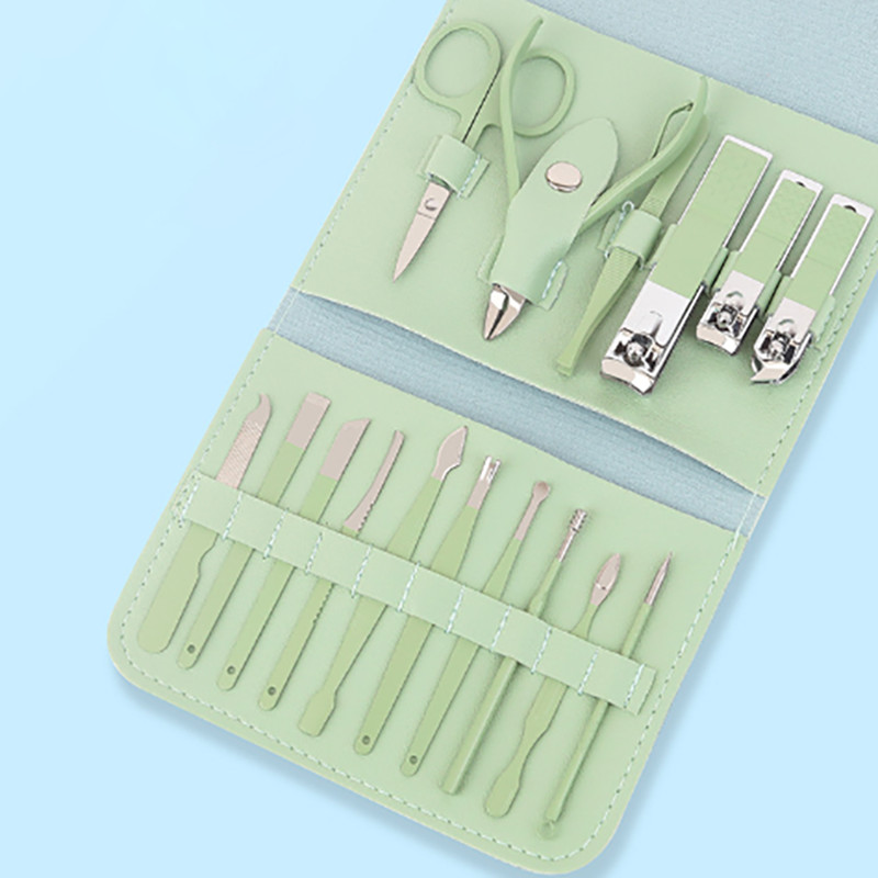 16 Pcs Nail Clippers Set Stainless Steel Manicure Pedicure Cuticle Grooming Tool