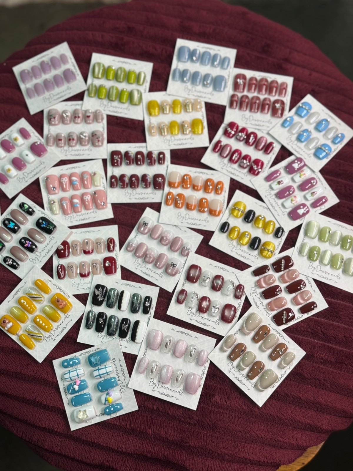 GRAB BAGS 4 pairs RANDOM DESIGN HANDMADE NAILS 3D collection sz Medium Short LOT