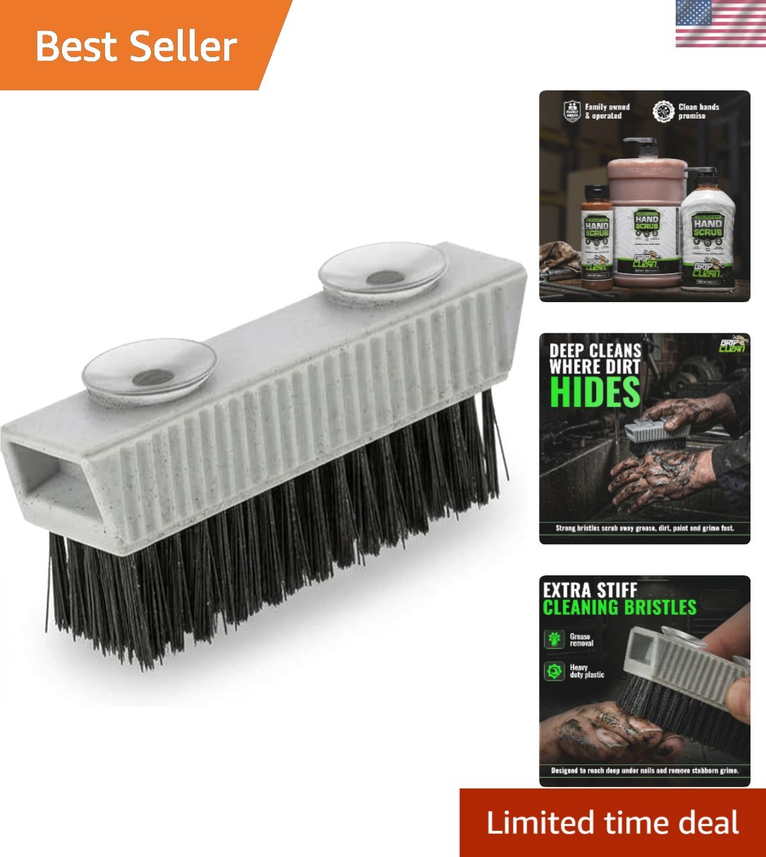 Fingernail Scrubbing Brush with Extra Stiff Bristles for Tough Cleansing