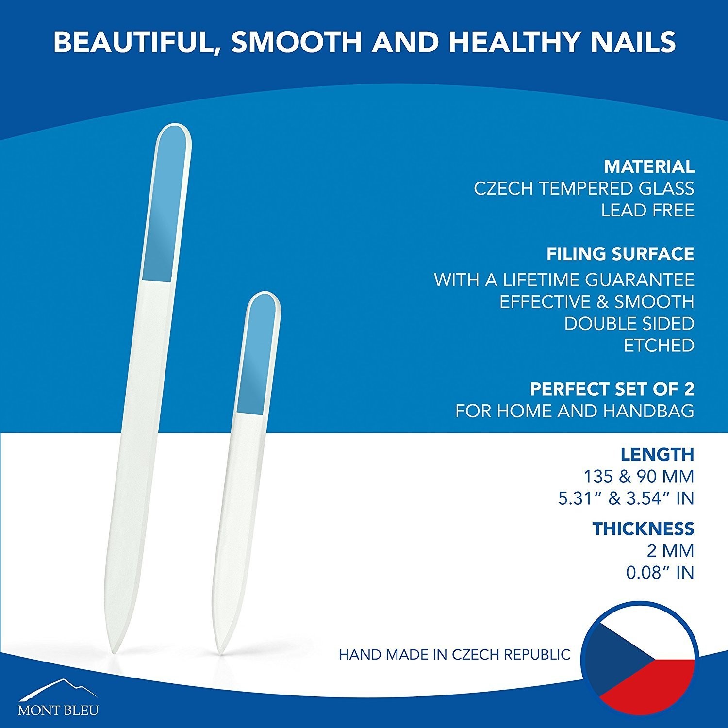 Mont Bleu Set of 2 Glass Nail Files Hand Decorated with Crystals – in Black V…