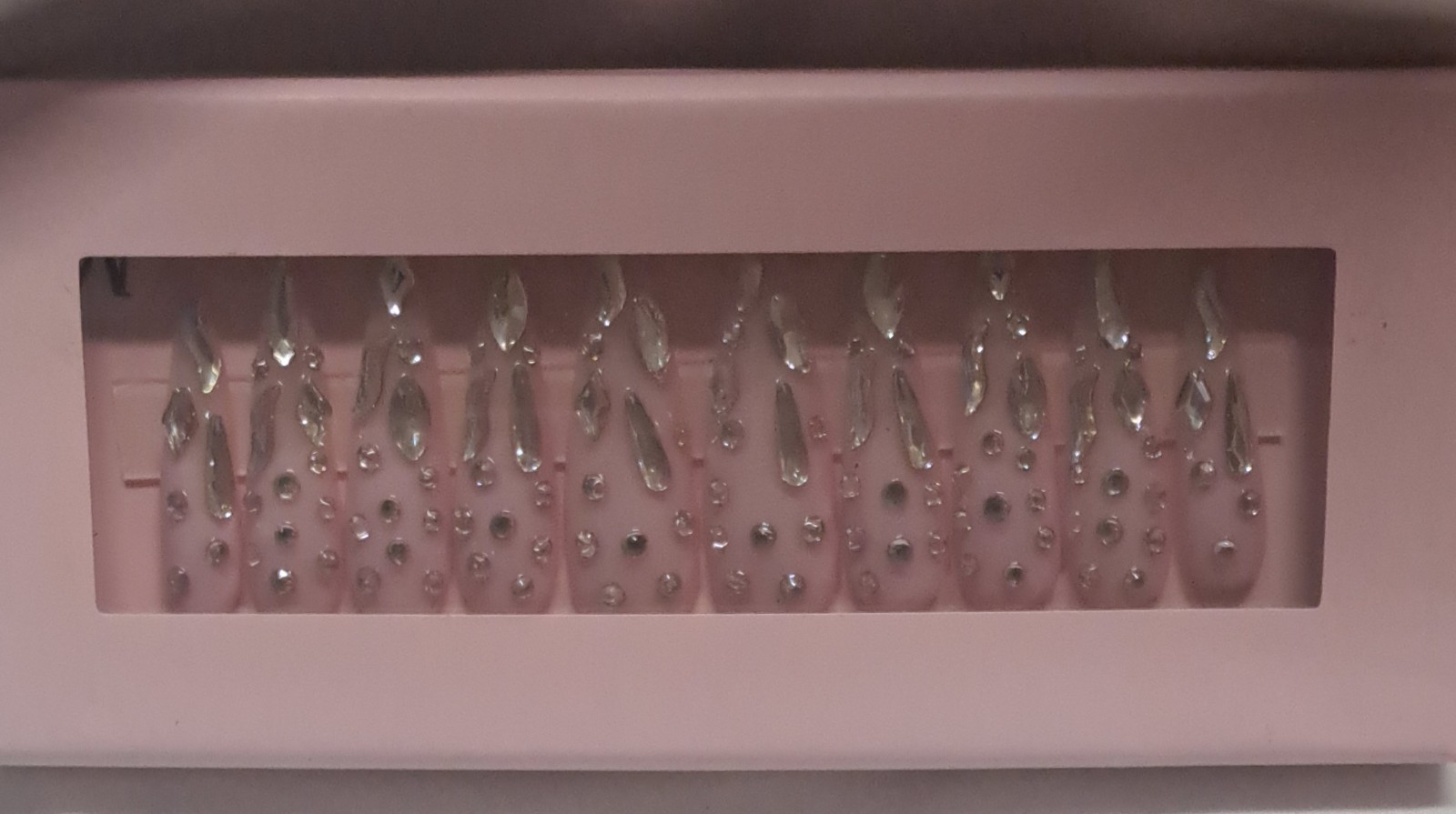 Handmade Almond Stiletto Press On Nails Pink Chrome Drip Rhinestone Bling Glam