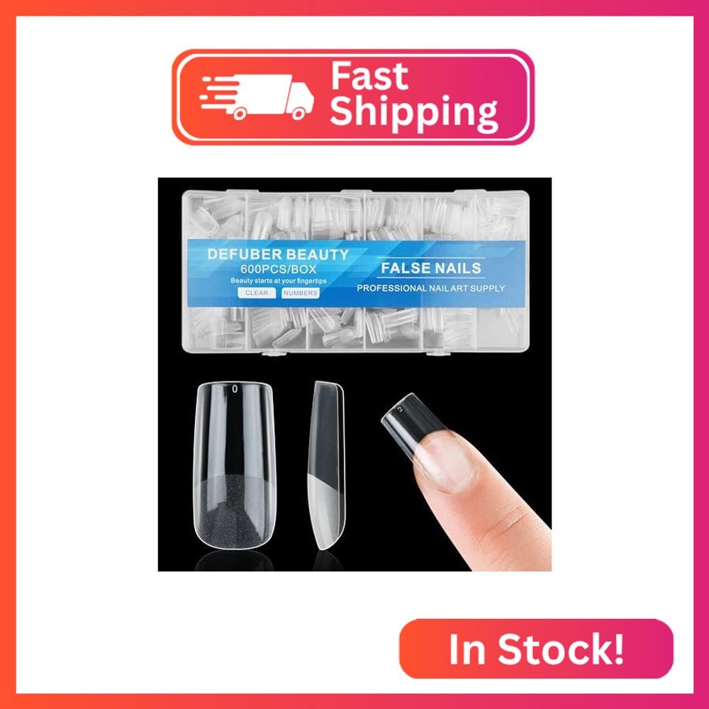 Half Matte Medium Square Fake Nail Tips, Soft Gel Pre-Shaped Nail Tips, Full Cov