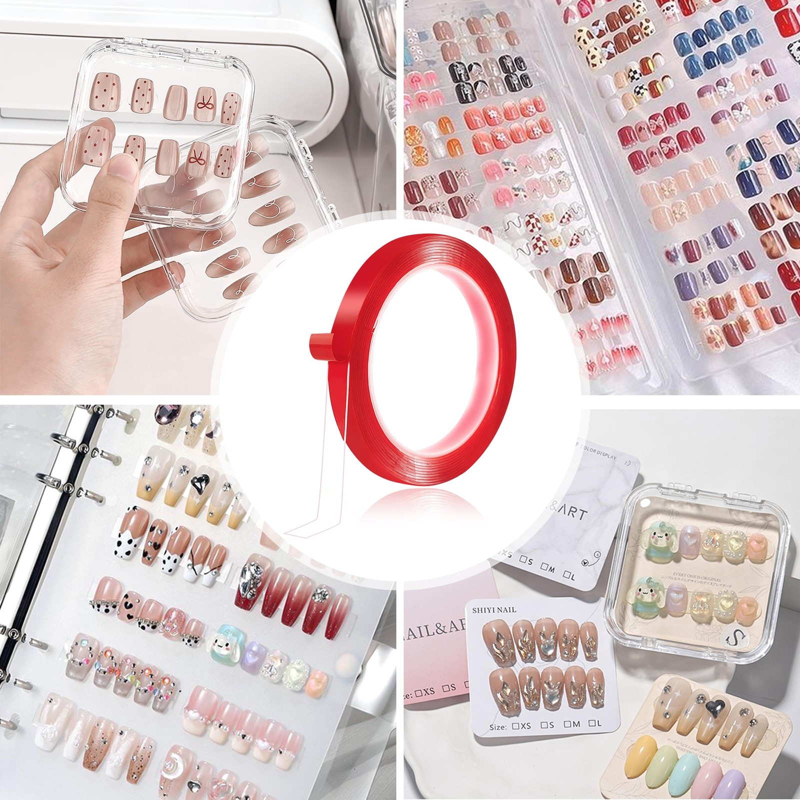 6 Rolls Double Sided Tape Nail for Press On Nails 12 inches, Clear