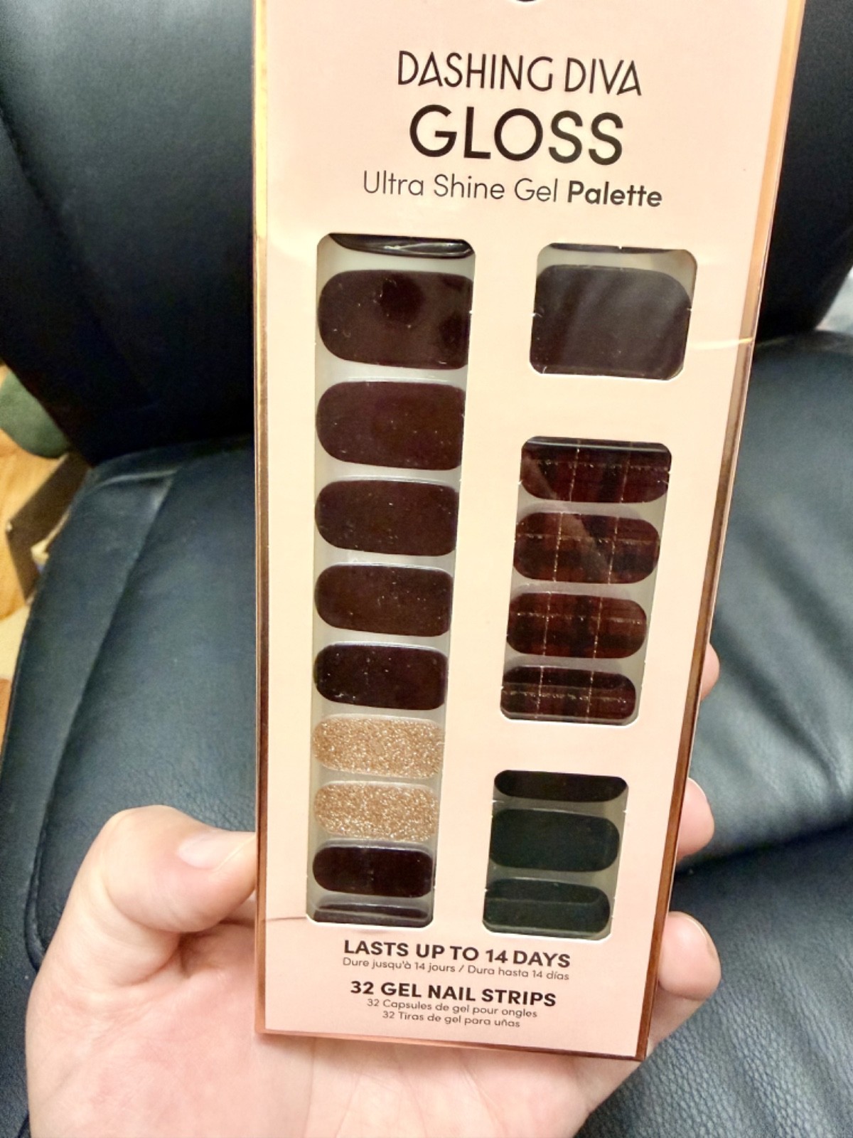 Dashing Diva Gloss Ultra Shine Gel Color 380B1 Gel Nail Strips Burgundy Plaid